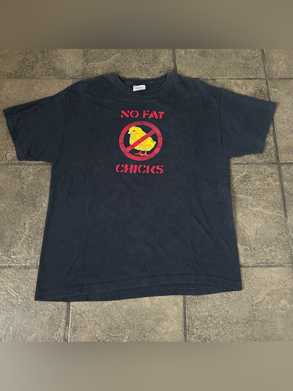 Vintage Y2K No Fat Chicks Funny Joke Shirt Size Large
